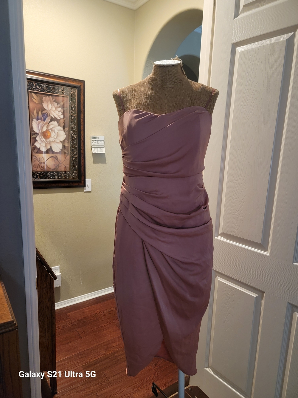 DO+BE Strapless Sweetheart Midi Dress in Mauve Pink